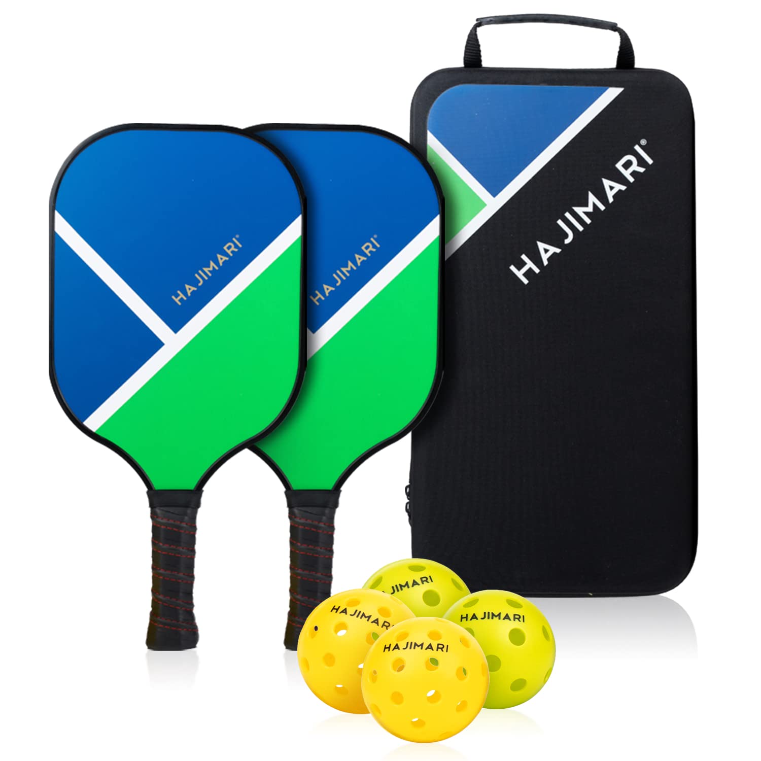 HAJIMARI USAPA Pickleball Set - Pickle Ball Rackets 4 Pack with Indoor Outdoor Balls, Carry Bag | Lightweight Honeycomb Core Carbon Fiber Paddle | Beginner and Professional Play