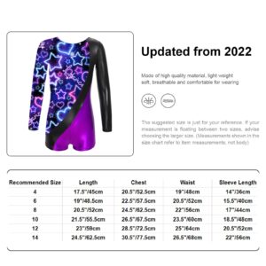 YONGHS Kids Girls Ballet Dance Leotards for Gymnastics Long Sleeve Sports Biketard Shorty Unitard Lavender 6 Years