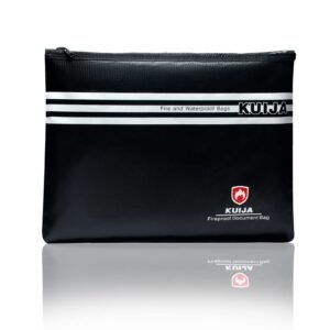 kuija fireproof document bag 2000°f, 13.4"x9.4" fireproof waterproof document bag, fireproof money bag，fireproof secure storage pouch with zip, fireproof bags for cash and documents