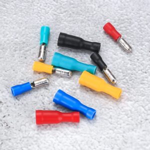 QOOSIKICC 100 Pcs Bullet Connectors Kit, Insulated Bullet Connectors Terminals Female and Male, Electrical Marine Bullet Crimp Automotive Wire Connectors Terminals