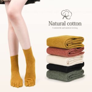 Ech.Apr 5-Pairs Toe Socks for Women,Cotton Athletic Running Women's Toe Socks 5 Fingers,Colored Cute Comfort