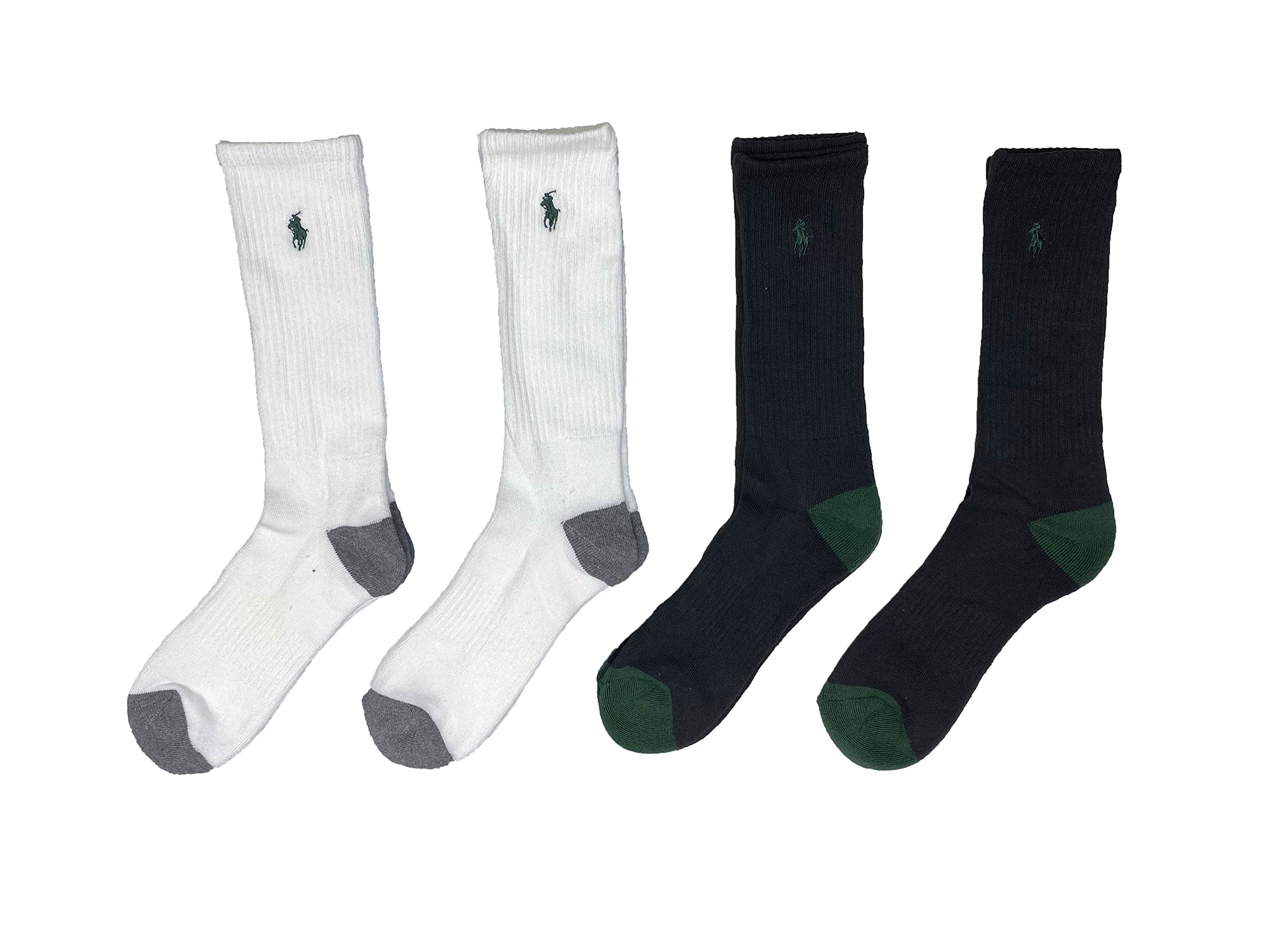 POLO RALPH LAUREN Men`s Classic Sport Stripe Crew Socks 4 Pack (W(ZP821431PKN)/B, 10-13)