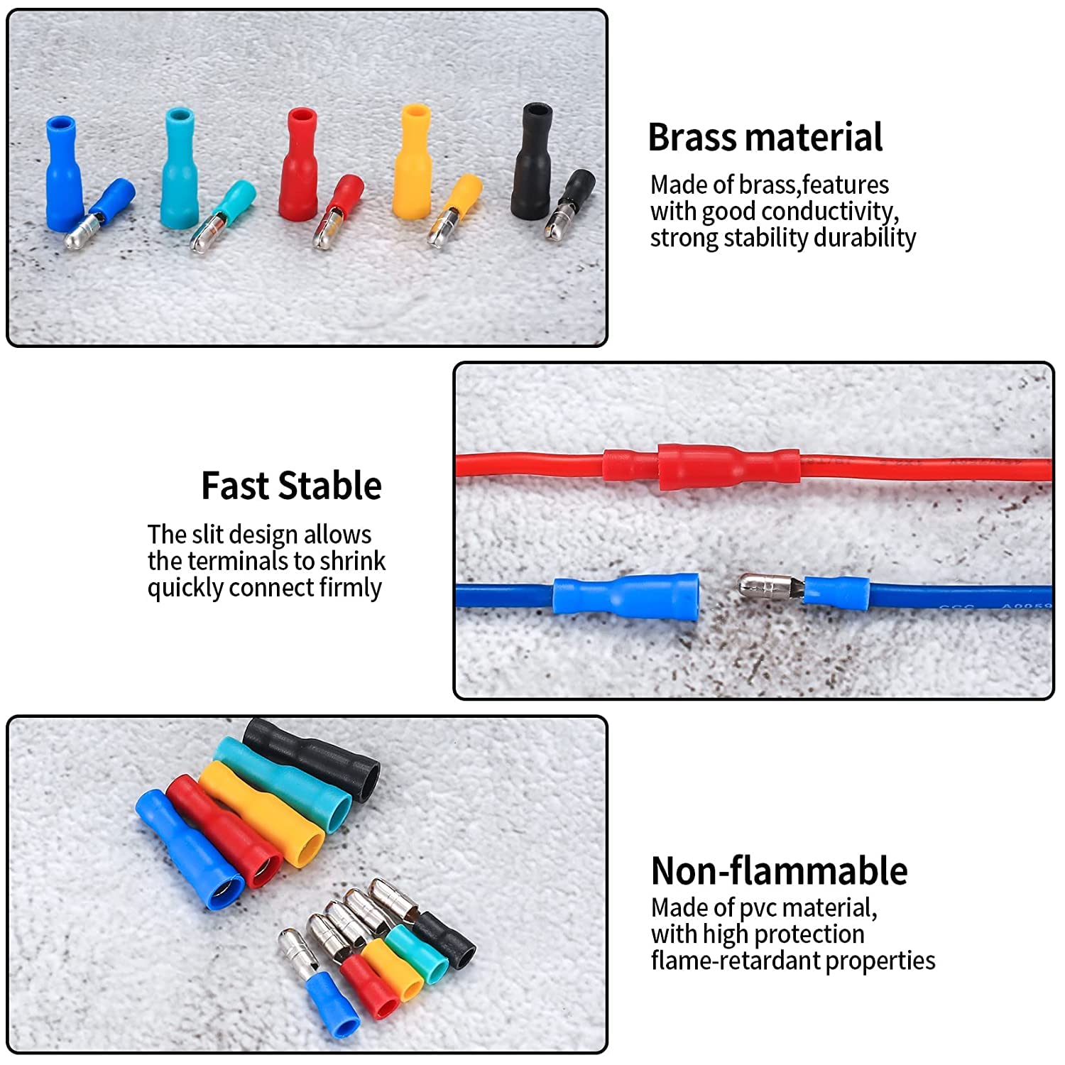 QOOSIKICC 100 Pcs Bullet Connectors Kit, Insulated Bullet Connectors Terminals Female and Male, Electrical Marine Bullet Crimp Automotive Wire Connectors Terminals