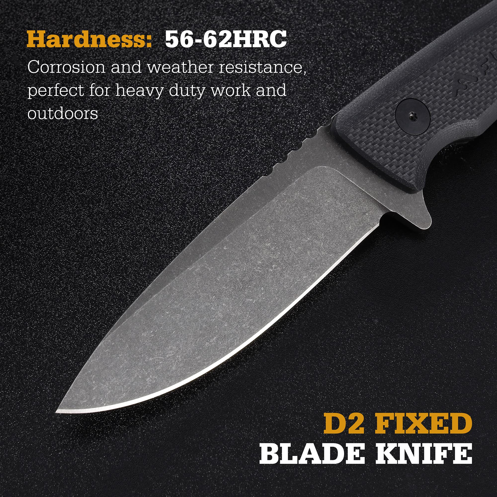 FLISSA Fixed Blade Hunting Knife, 6" Fillet Knife