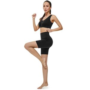 KKB Women's 8''/5'' High Waist Active Wear Shorts Yoga Leggings, Tummy Control Workout Shorts Side Pockets Running Pants (XX-Large, 1-8"-Black)