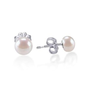 limerencia hypoallergenic f136 pure ttitanium handpicked white freshwater cultured pearl earrings studs g23 implant grade piercing (7-7.5 mm, titanium)