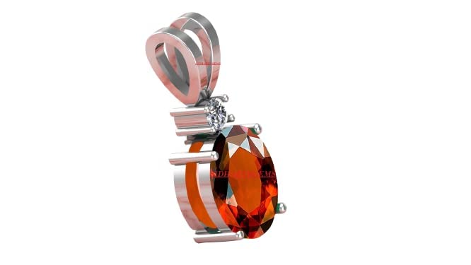 Tongari 6.25 Ratti 5.00 Carat Certified A+ Quality Natural Hessonite Garnet Gomed Stone Silver Pendant Locket