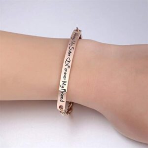 cuffsecret Gift to Sister, Always My Sister Forever My Friend Bracelet (Rose Gold)