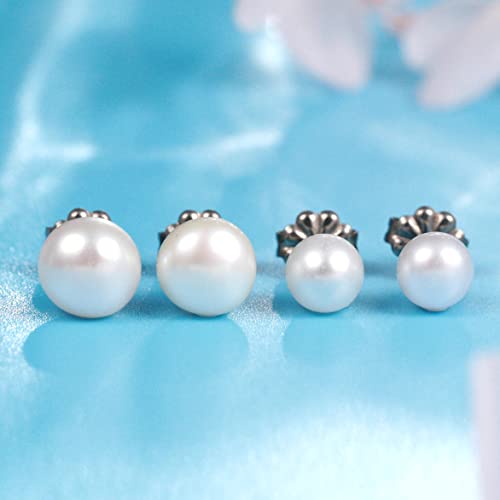 Limerencia Hypoallergenic F136 Pure Ttitanium Handpicked White Freshwater Cultured Pearl Earrings Studs G23 Implant Grade Piercing (7-7.5 mm, Titanium)