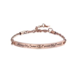 cuffsecret gift to sister, always my sister forever my friend bracelet (rose gold)