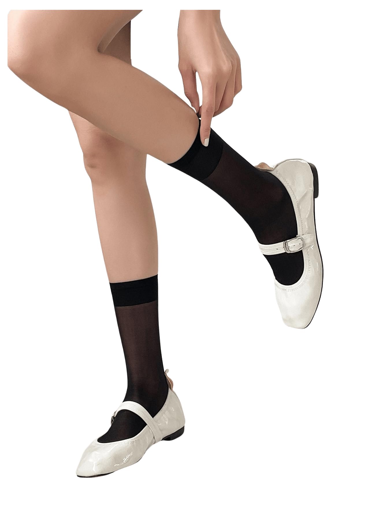 Milumia Women's Mesh Sheer Socks Ankle High Socks Black One Size