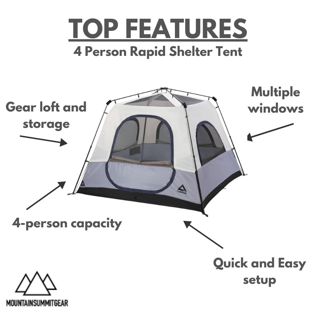 Caddis Rapid 4-Person Tent, Camping Gear for The Outdoors, Pop Up Tent for Camping, Rapid Tent Frame for Easy Setup, 4-Person Capacity Tents for Camping, (by Caddis Sports Inc.)