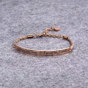 cuffsecret Gift to Sister, Always My Sister Forever My Friend Bracelet (Rose Gold)