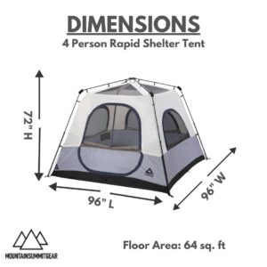 Caddis Rapid 4-Person Tent, Camping Gear for The Outdoors, Pop Up Tent for Camping, Rapid Tent Frame for Easy Setup, 4-Person Capacity Tents for Camping, (by Caddis Sports Inc.)