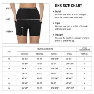 KKB Women's 8''/5'' High Waist Active Wear Shorts Yoga Leggings, Tummy Control Workout Shorts Side Pockets Running Pants (XX-Large, 1-8"-Black)