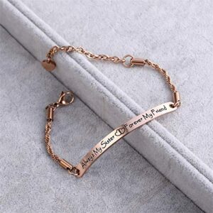 cuffsecret Gift to Sister, Always My Sister Forever My Friend Bracelet (Rose Gold)