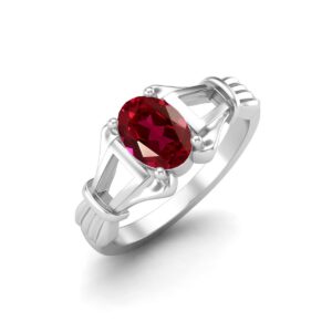 MOONEYE Solid 925 Sterling Silver 7x5mm Oval Shape Ruby July Gemstone Birthstone Engagement Women Ring (Sterling Silver, 6)