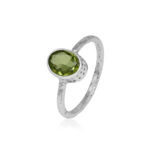 Silver Eternity 6X8 MM Oval Peridot Ring Gemstone Jewelry (7)