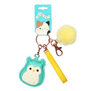 Squishmallows Winston The Owl & Puff Pom Keychain With Wristlet Strap