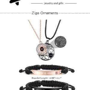 choice of all 4Pcs Couples Bracelets Necklace Set for Women Men I Love You Necklace 100 Languages Relationship Heart Necklace for Him and Her Couple Gift for Girlfriend Boyfriend