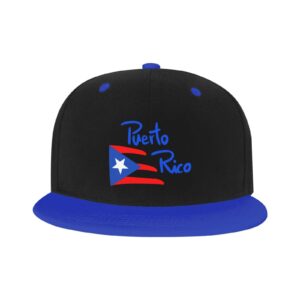 Adjustable Snapback Hat for Men Women, Puerto Rico Unisex Hip Hop Baseball Cap Trucker Dad Hats Blue