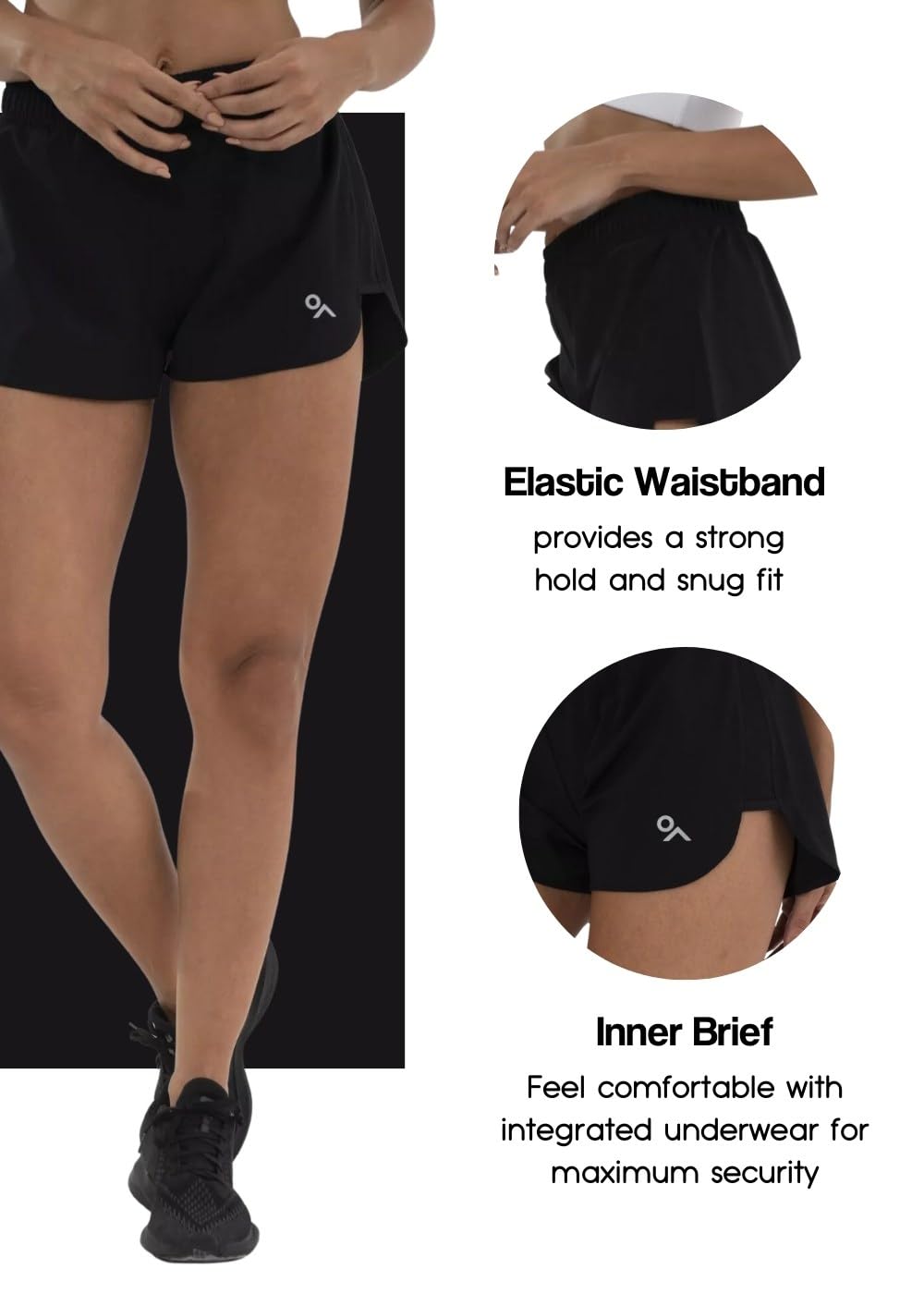 GYMCO | Women's Short StormBreaker - Sports Shorts with Sweat Technology, Shorts for Training. Black/Black