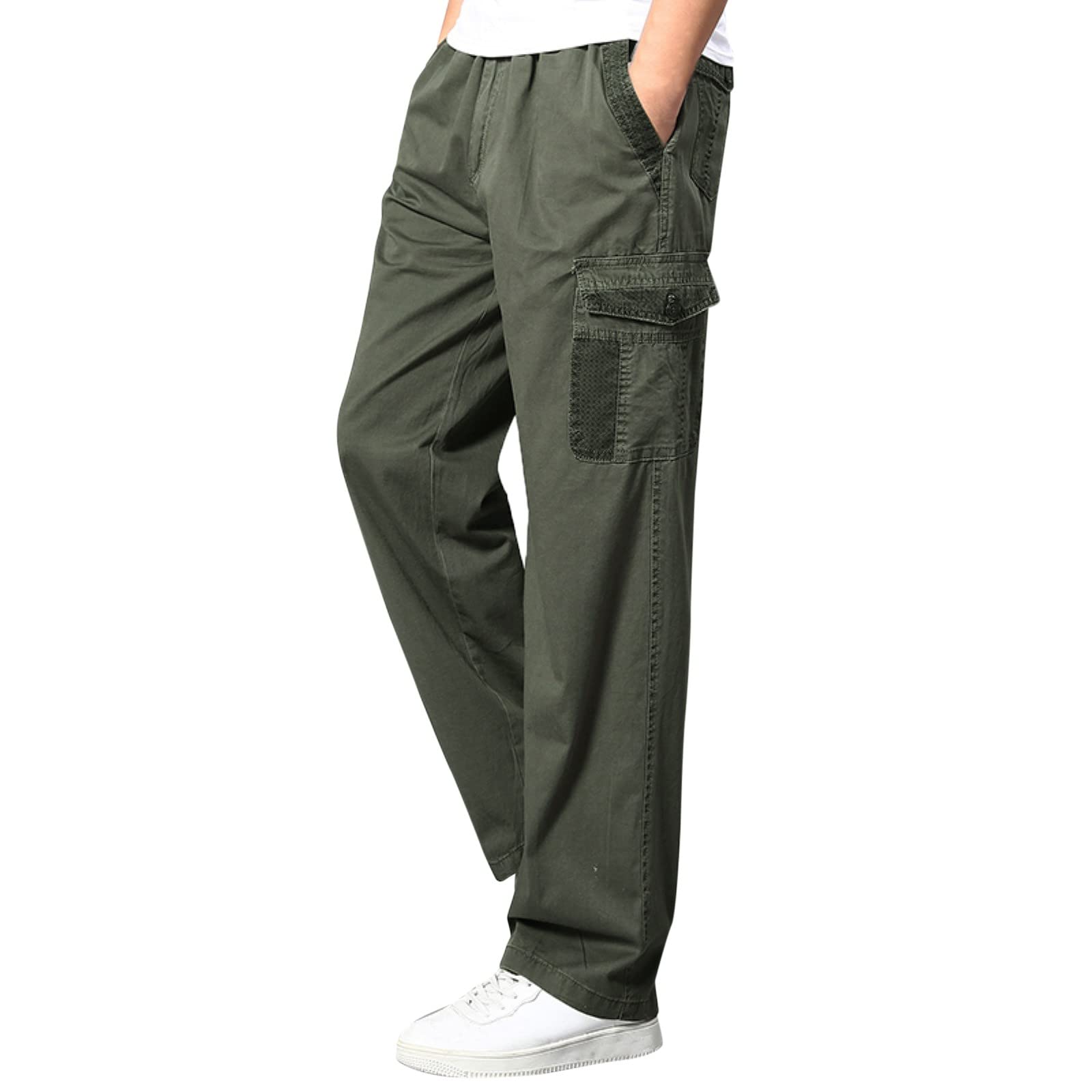 Mens Casual Joggers Sweatpants Big & Tall Elastic Drawstring Sweatpants for Men with Pockets for Workout, Jogging, Running(B-Army Green,X-Large)