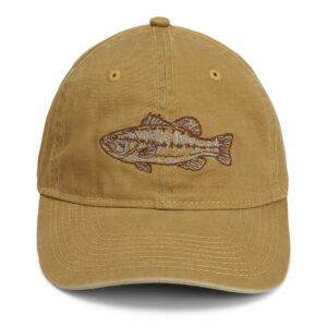 Largemouth Bass Dad Cap Outdoor Bass Fishing hat for Men (Wheat)