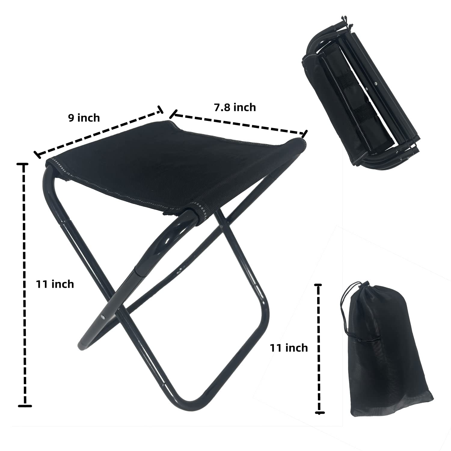 HIVVI Mini Camping Chair, Outdoor Folding Aluminum Alloy Fishing Stool, Portable Camping Stool, with Storage Bags