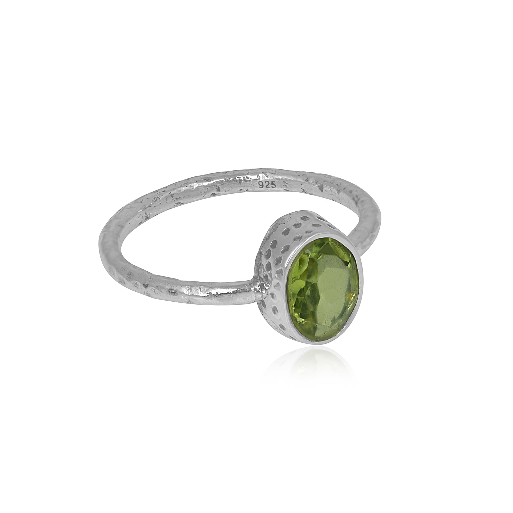 Silver Eternity 6X8 MM Oval Peridot Ring Gemstone Jewelry (7)