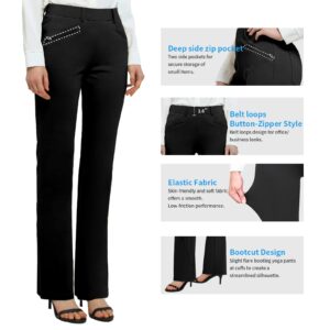 Women's Yoga Dress Pants Bootcut Stretchy Work Slacks Office Business Casual Golf Pant with 4 Pockets,31" Inseam Black S