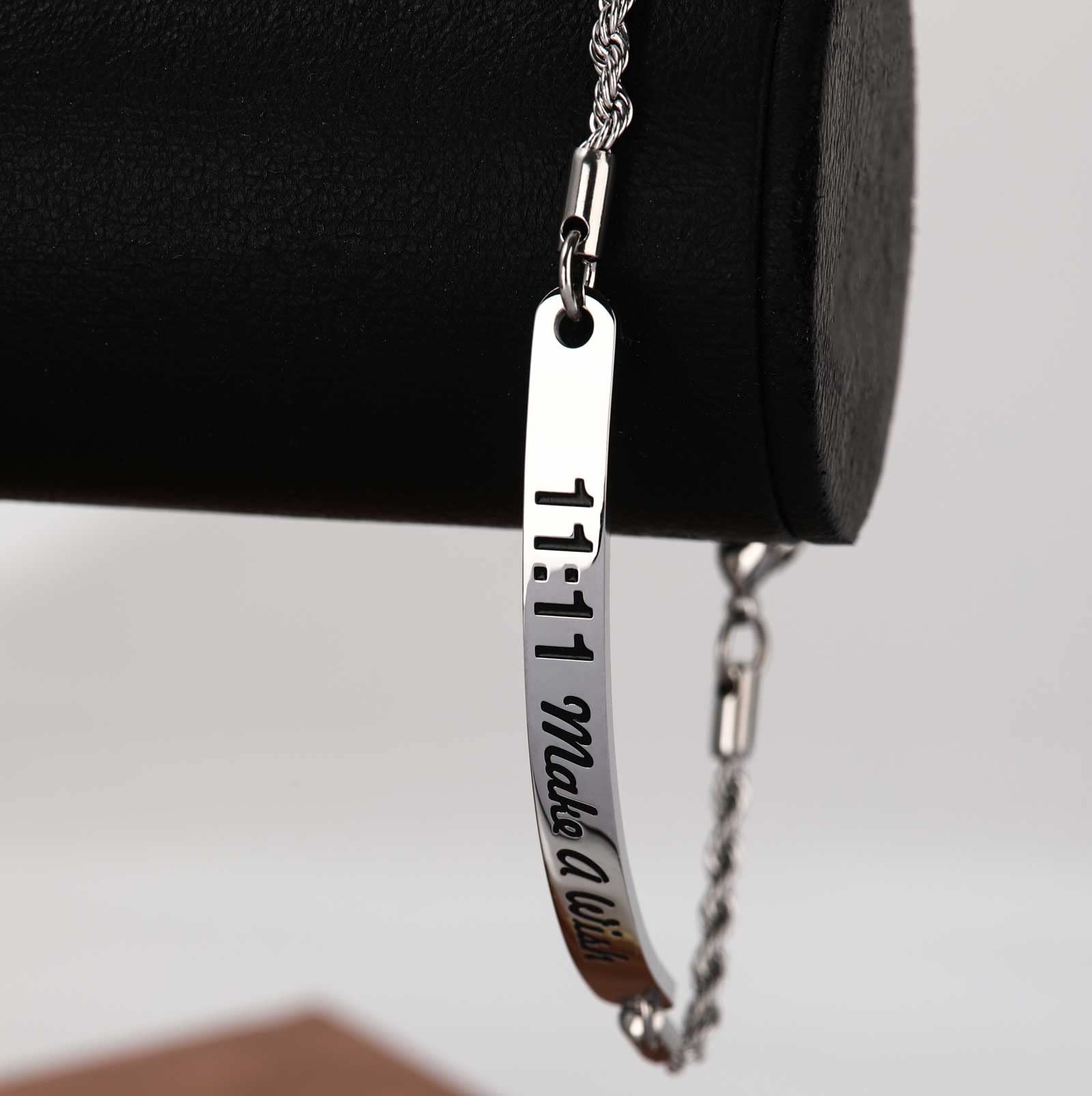 cuffsecret Adjustable 11:11 Make A Wish Bracelet (Steel)