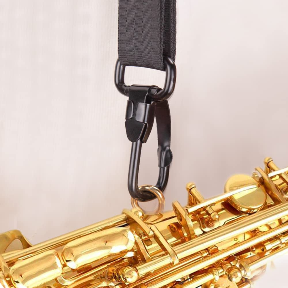 e-Times Saxophone Neck Strap, Soft Adjustable Sax Leather Neck Padded for Alto Tenor Soprano Baritone Sax, Clarinet