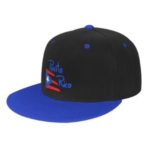 Adjustable Snapback Hat for Men Women, Puerto Rico Unisex Hip Hop Baseball Cap Trucker Dad Hats Blue