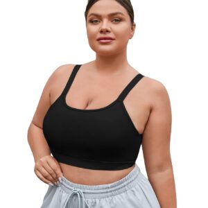 Milumia Women's Plus Size Crisscross Back Sports Bra Fitness Workout Yoga Bra Black XX-Large Plus