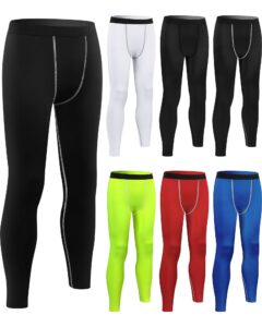 hicarer 6 pack men's compression pants workout pants athletic compression leggings running tights for men sport supplies (multicolor, large)