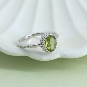 Silver Eternity 6X8 MM Oval Peridot Ring Gemstone Jewelry (7)