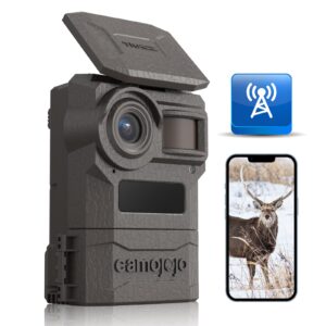 camojojo 4g lte cellular trail camera with 1080p video, 0.2s trigger, ip66 waterproof, 32gb sd & sim card