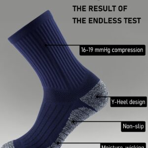 SITOISBE Cushioned Compression Unisex Mid-crew Socks 4-Pack, X-Large, Navy Blue