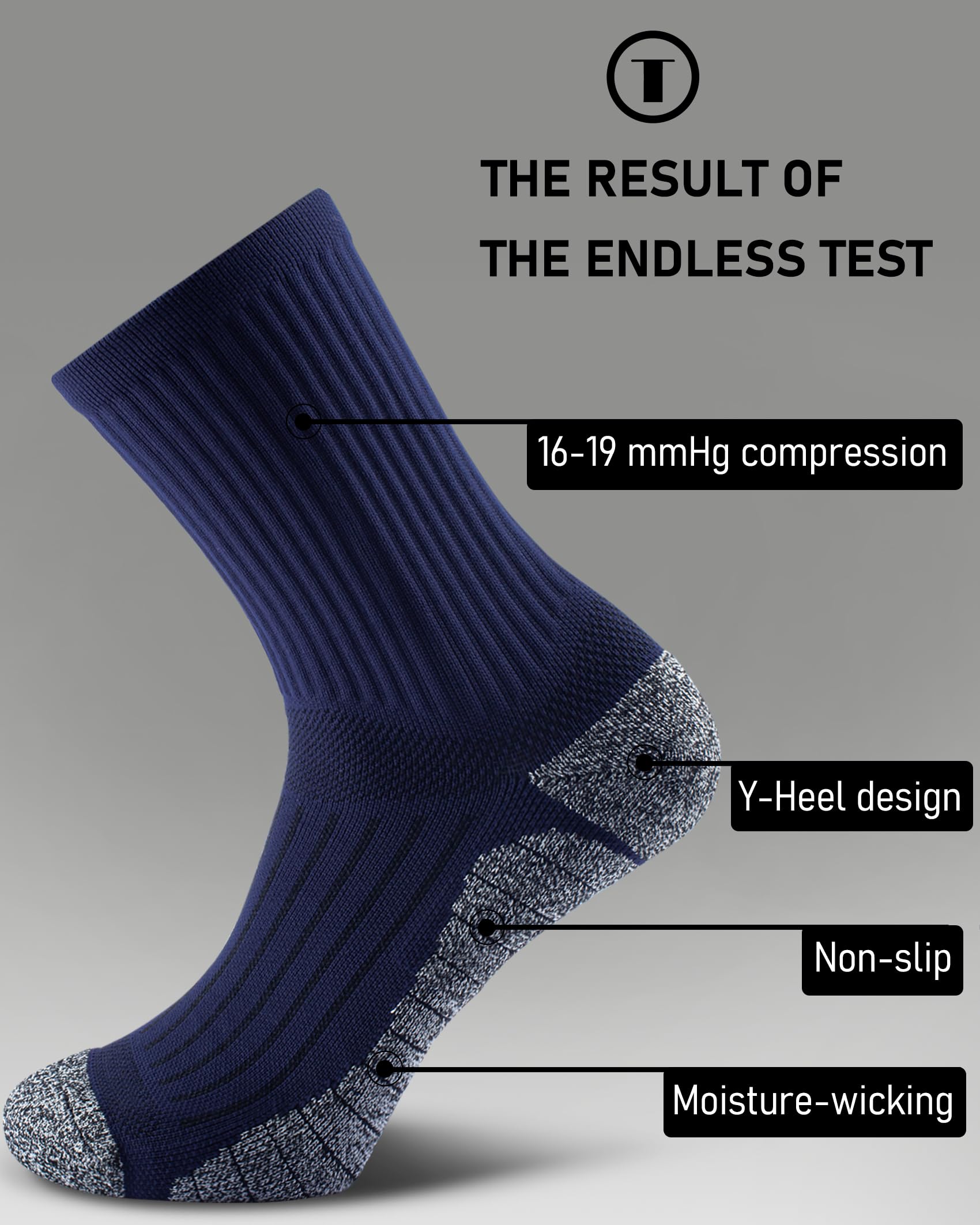 SITOISBE Cushioned Compression Unisex Mid-crew Socks 4-Pack, X-Large, Navy Blue