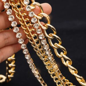 Suyi Multilayer Chain Belt Rhinestone Metal Chain Belts for Women Punk Gold Waist Chain Plus Size 150CM Gold