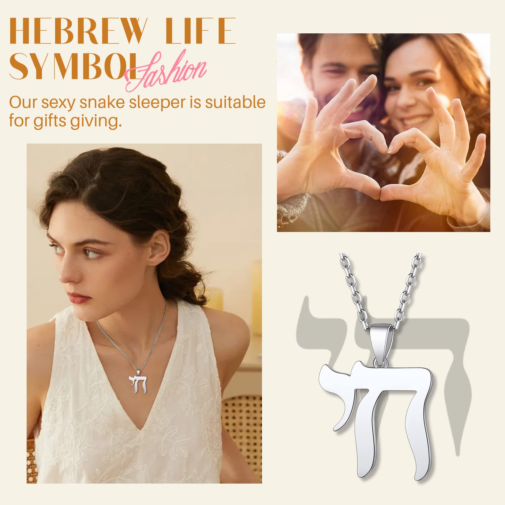 Supilght 925 Sterling Silver Hebrew Chai Necklace Jewish Life Chai Necklace Pendant for Women Men