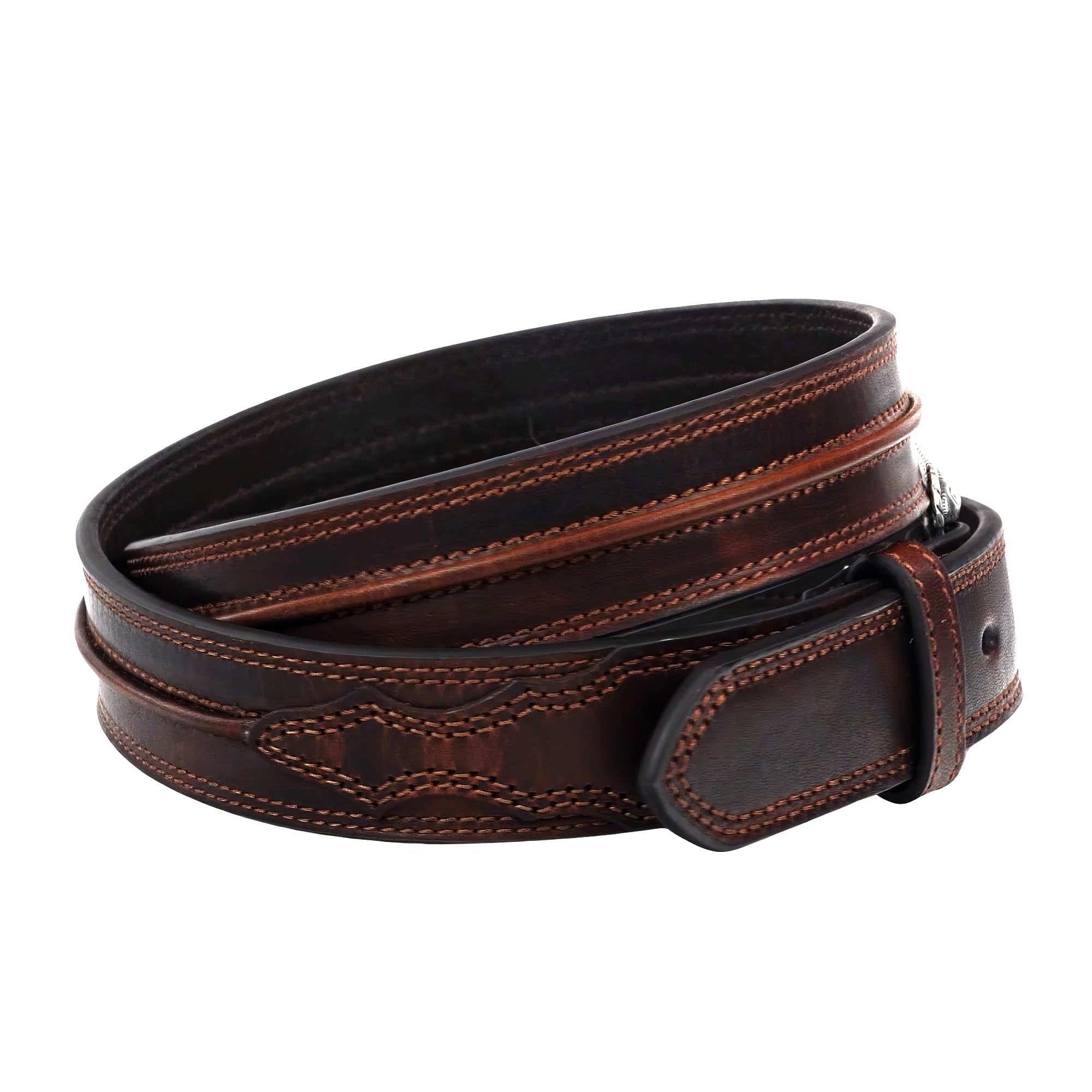 ARIAT Men's Distressed Leather Belt with Raised Center Bump Leather Strip (Aged Bark, Size 60)