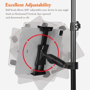 Peastrex Ipad Holder for Mic Stand, Tablet Phone Holder Micophone Music Stand Mount Adjustable Rotatabe with Super Handle Clamp for iPad Pro 12.9 Air Mini, Android, 4 to 13.5inch iPhones and Tablets