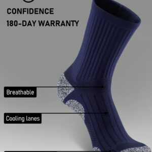 SITOISBE Cushioned Compression Unisex Mid-crew Socks 4-Pack, X-Large, Navy Blue