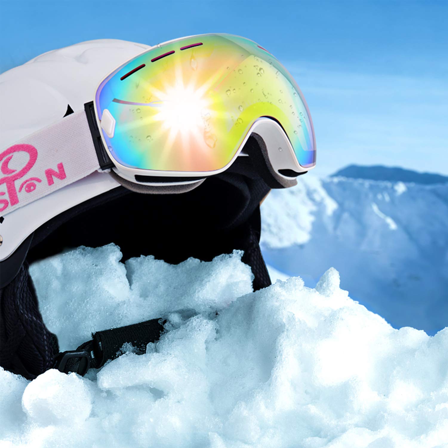 EXP VISION Ski Snowboard Goggles with Balaclava Ski Mask for Women Men and Younth, OTG Snow Goggle Anti Fog Winter Face Mask