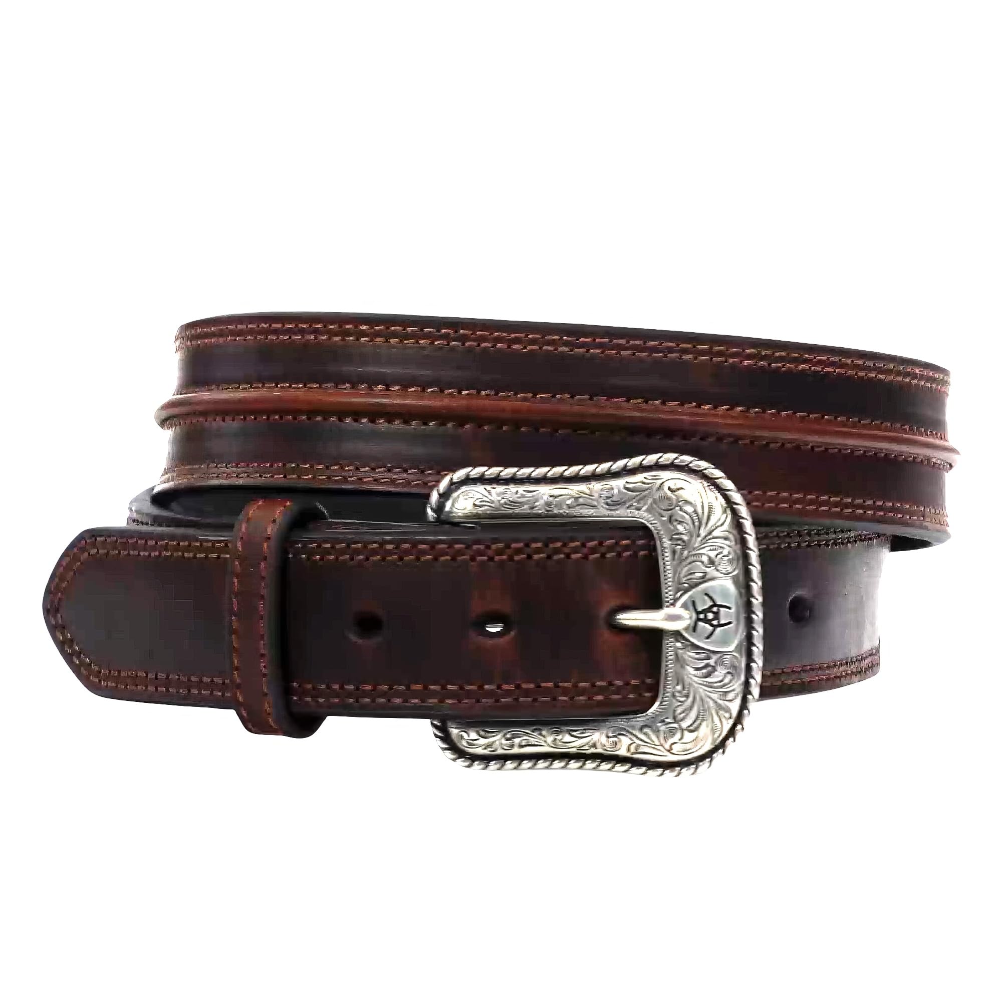 ARIAT Men's Distressed Leather Belt with Raised Center Bump Leather Strip (Aged Bark, Size 60)