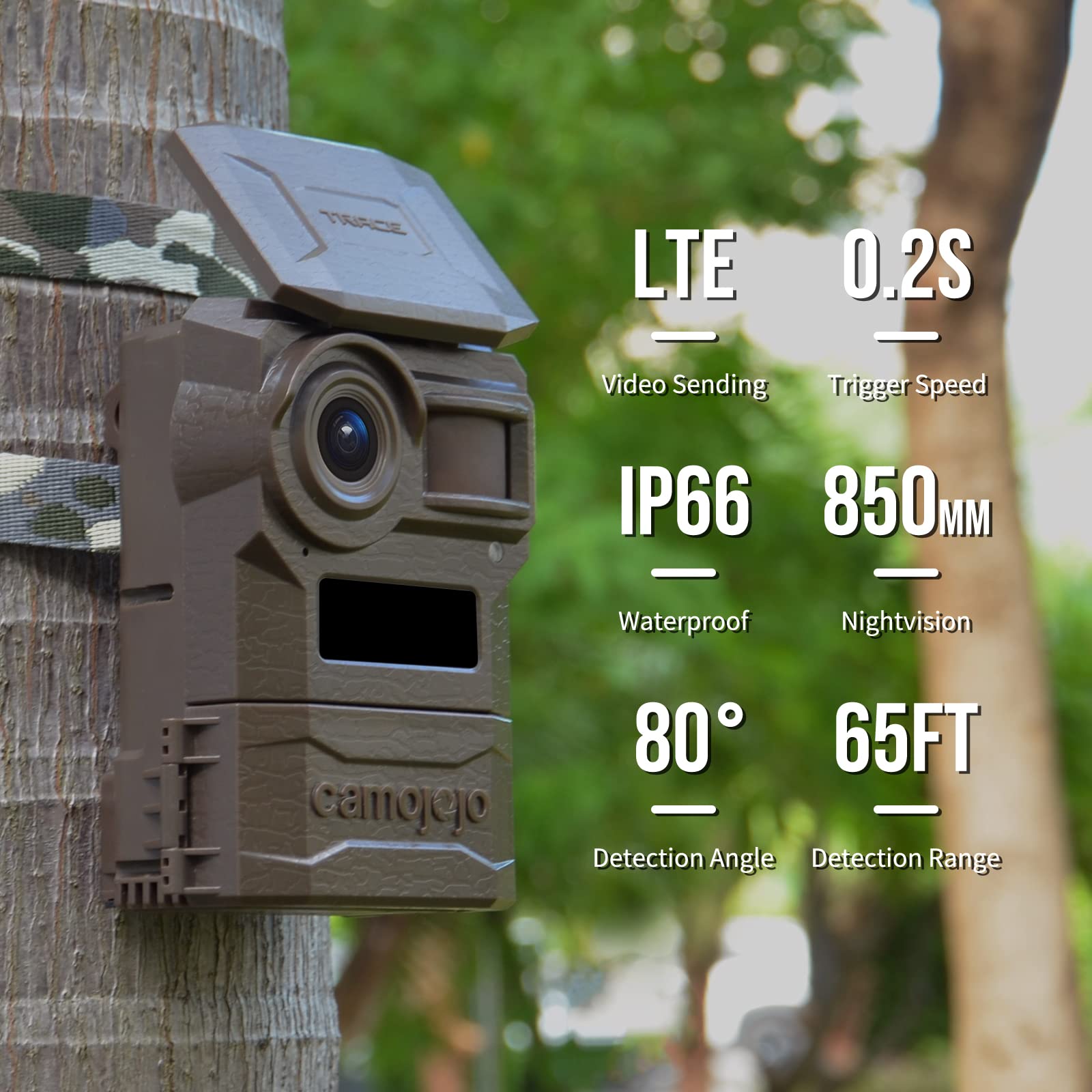 Camojojo 4G LTE Cellular Trail Camera with 1080P Video, 0.2s Trigger, IP66 Waterproof, 32GB SD & SIM Card