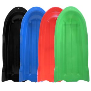 superio toboggan snow sled- 46” plastic open back sled for kids and adults- heavy duty sled with hole for downhill sledding, winter outdoor sports, (red, blue, green, black)