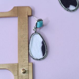 Cow Print Earring Faux Leather Teardrop Earring Turquoise Dangle Earrings Fashion presents for Women Western Cow Cowboy Boho Jewelry-Teardrop